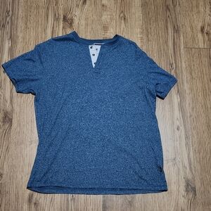 Lee Men's Short-Sleeve Henley Tee in Heather Blue